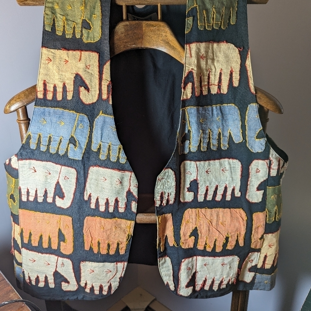 🐘 SOHO Compagnie S Vest Hand sewn vintage Boho Kitchy Hippie Festival